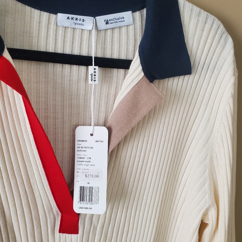 NWT Akris Punto Colorblock Rib-knit Top - Picture 6 of 7
